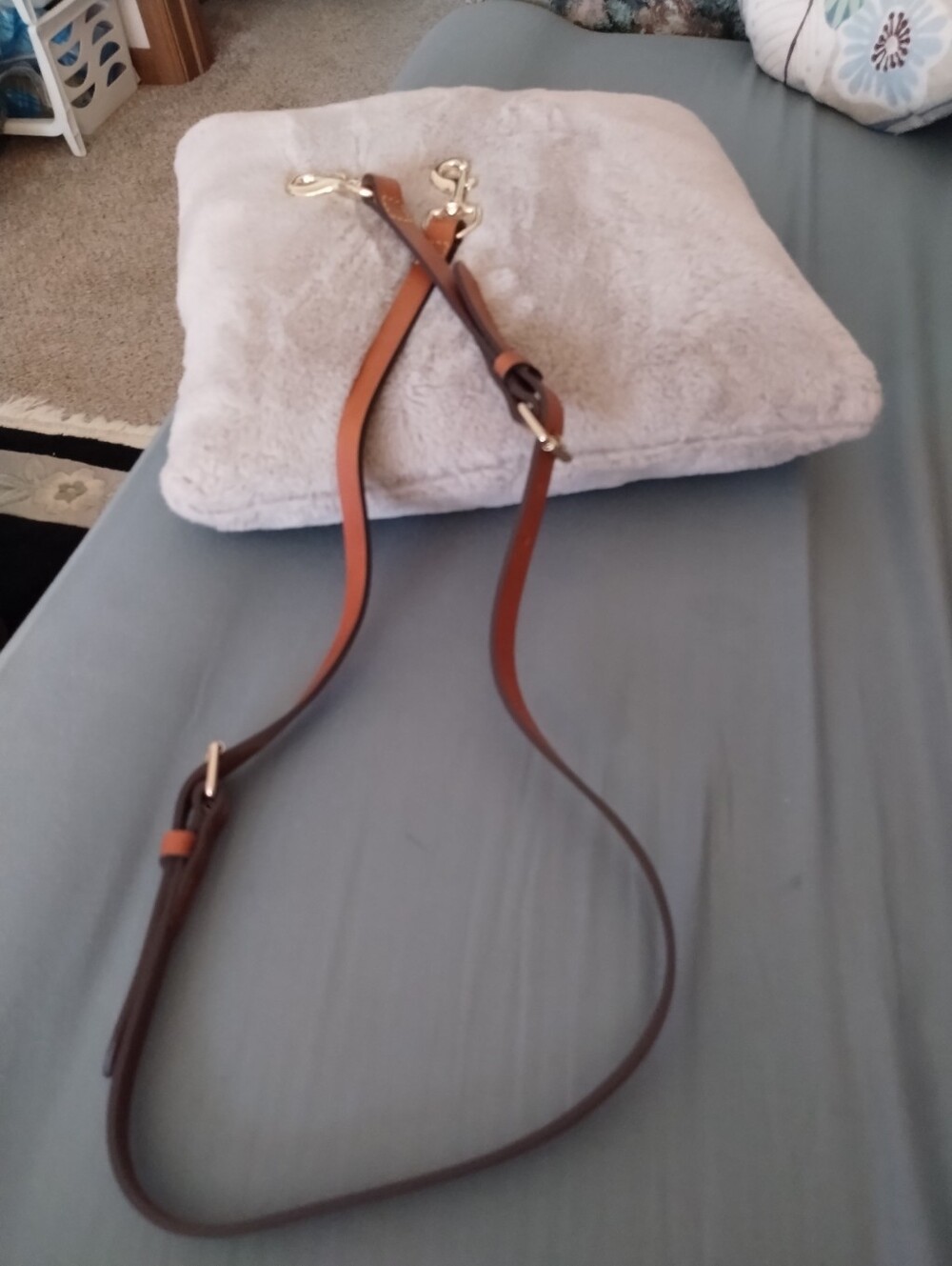Dooney & Bourke Leather & Gold Tone Adj. Shoulder Strap - Picture 2 of 4